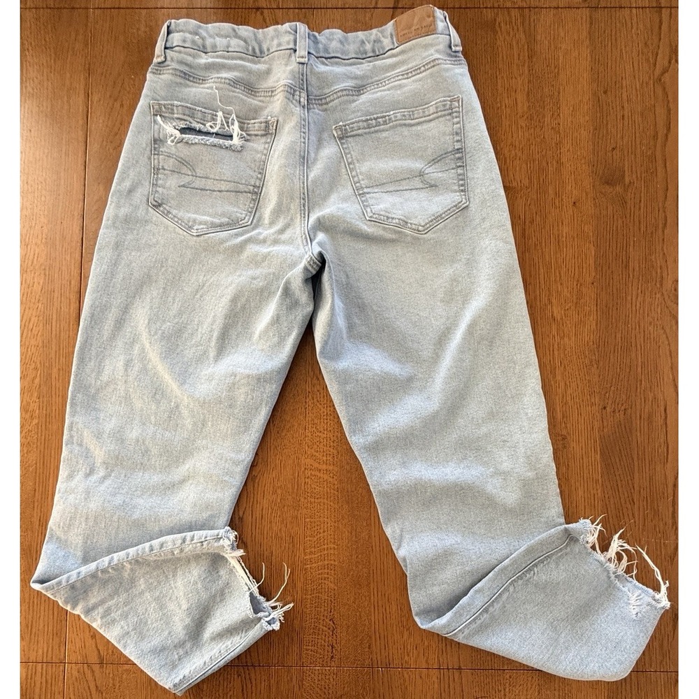 American Eagle Jeans Womens 8 Blue Strigid Distressed High Rise Raw Hem Denim - Picture 4 of 9